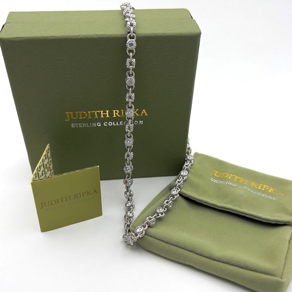 NWT Judith Ripka Sterling Silver “100-facet” Diamonique...